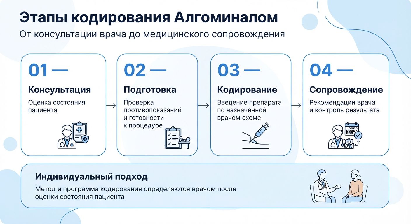 Кодирование препаратом «Алгоминал» в Кабардинке инфографика