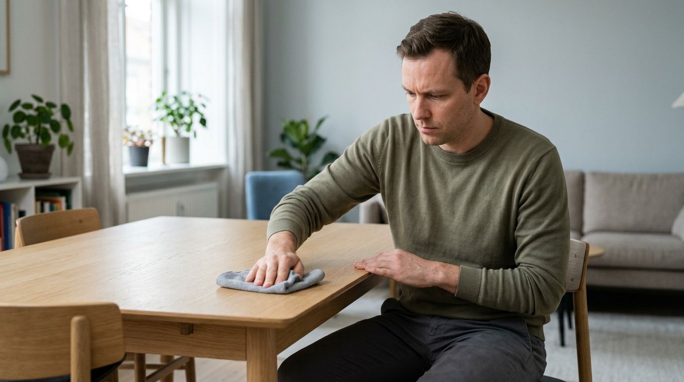 Лечение обсессивно-компульсивного расстройства  Мужчина протирает стол